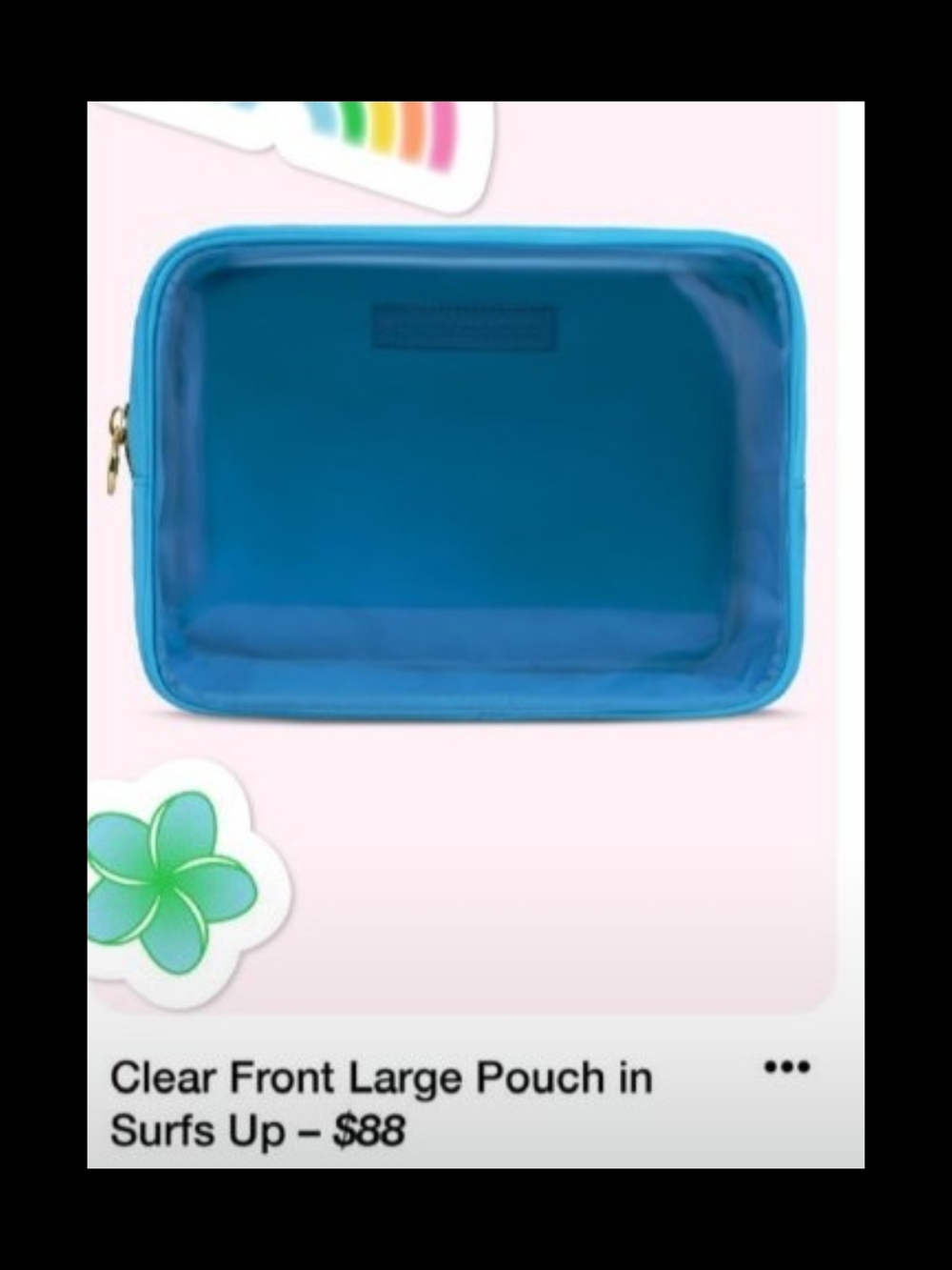Stoney Clover Lane Clear Front Large Pouch in Surf's Up Blue